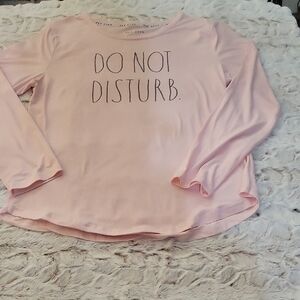 Rae Dunn Pink 'Do Not Disturb' Pajama Top Womens Size L Lounge, Cozy